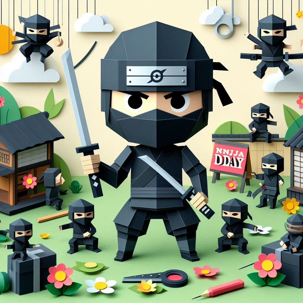 忍者の日をイメージしたペーパークラフト調のイラスト.png