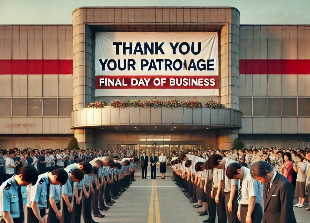 DALL·E 2025-04-30 06.51.21 - An emotional and respectful scene in front of a large department store on its final day of business. The building has no text or signage, only neutral.jpg