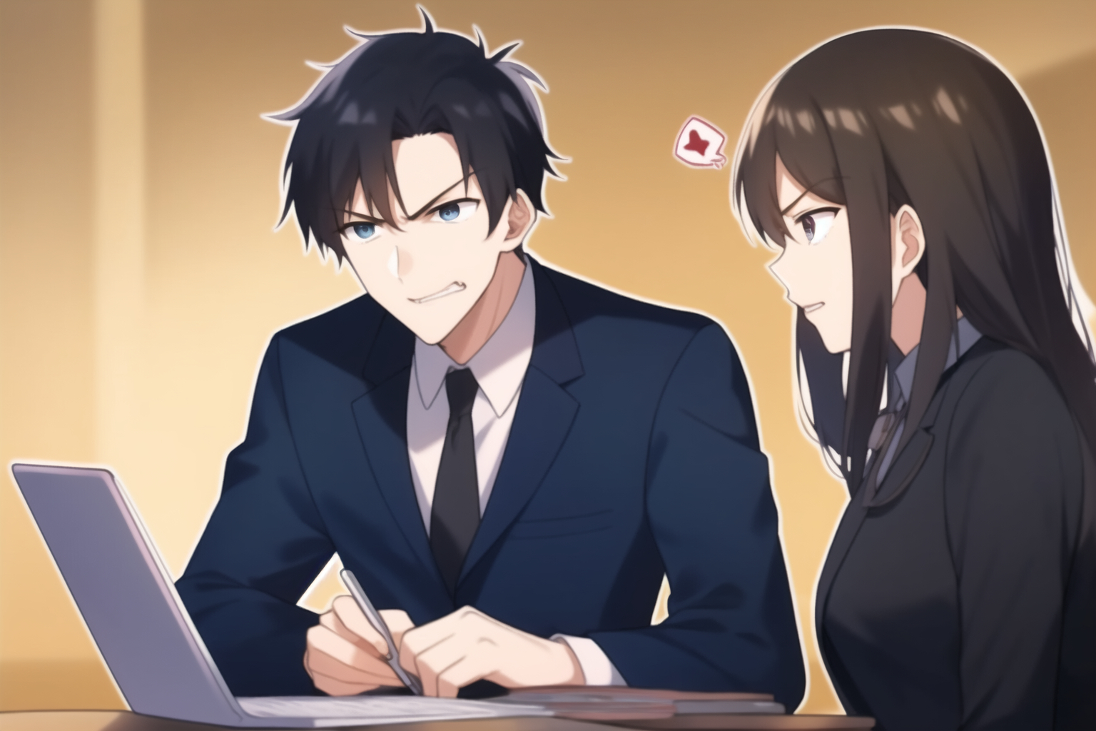 <span>{{</span>{1boy is working very busy<span>}}</span>} and angry and Concentrating on laptop, suit, off s-1779122377.png