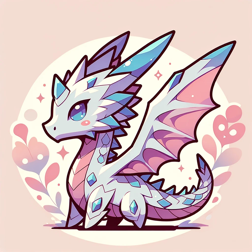 DALL·E 2023-11-18 20.33.20 - Modify the cute style dragon (image ID_ SgVyrMMXfNUxAiMf) by removing any circular or rounded elements in its design. Retain the playful and charming .png