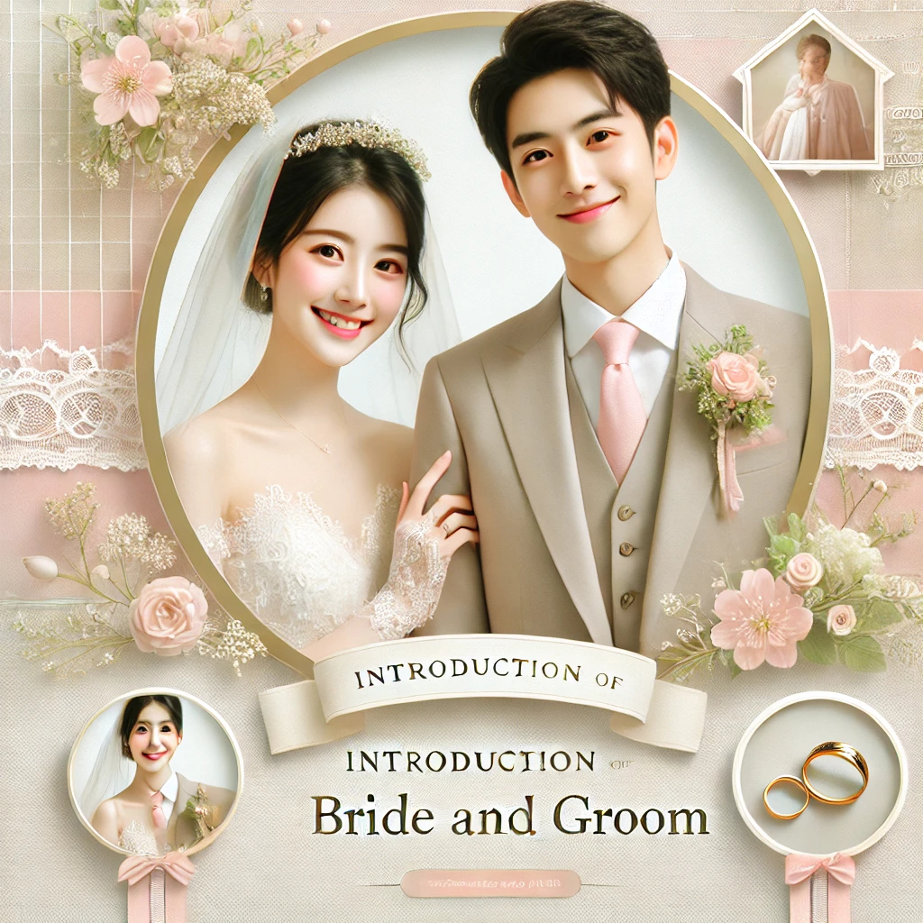 DALL·E 2024-08-28 10.11.27 - A wedding-themed image to accompany the 'Introduction of the Bride and Groom' section in a wedding profile movie. The image should feature a soft and_.png