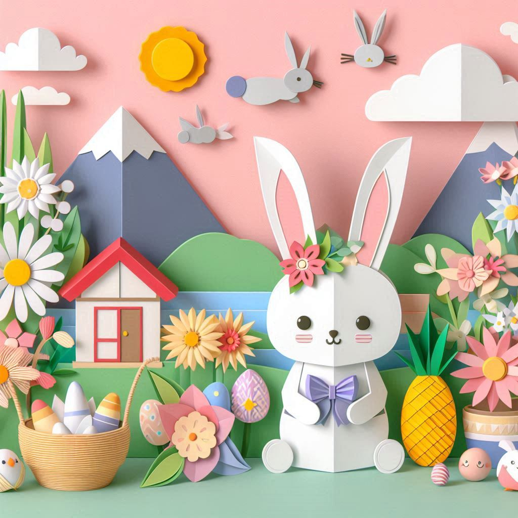 うさぎの日をイメージしたペーパークラフト調のイラスト (3).png
