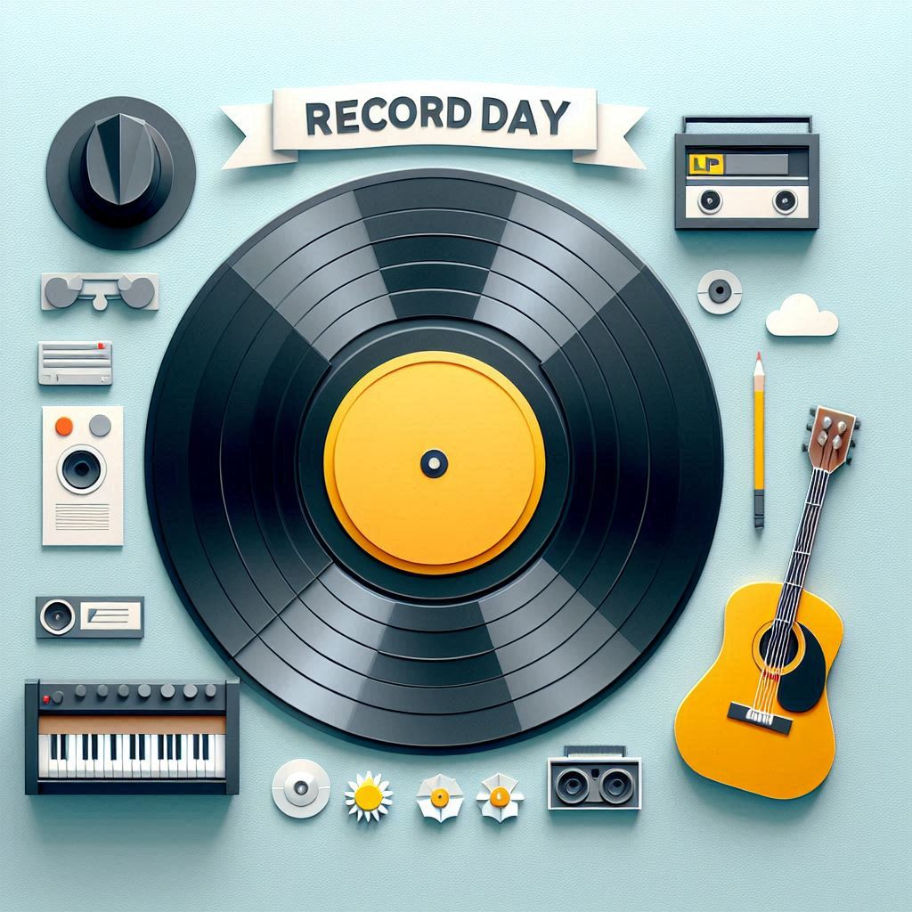 ペーパークラフト調でLPレコードの日をイメージしたイラスト。文字は含まない.png