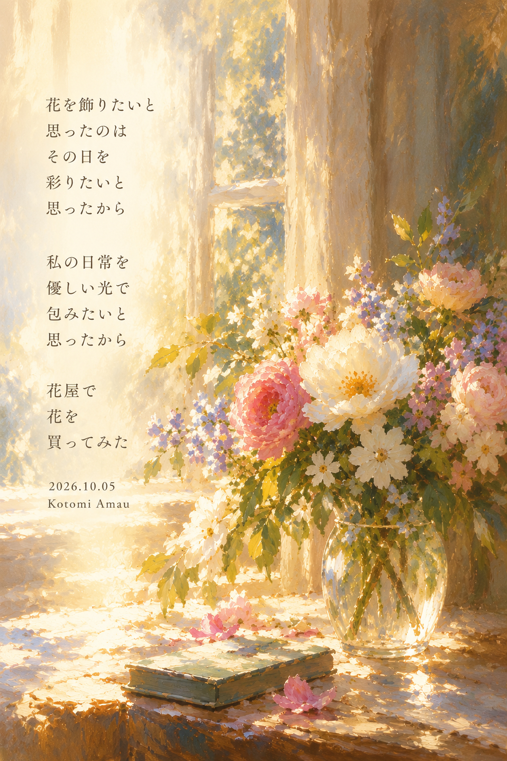 窓辺の花と詩、午後の光.png