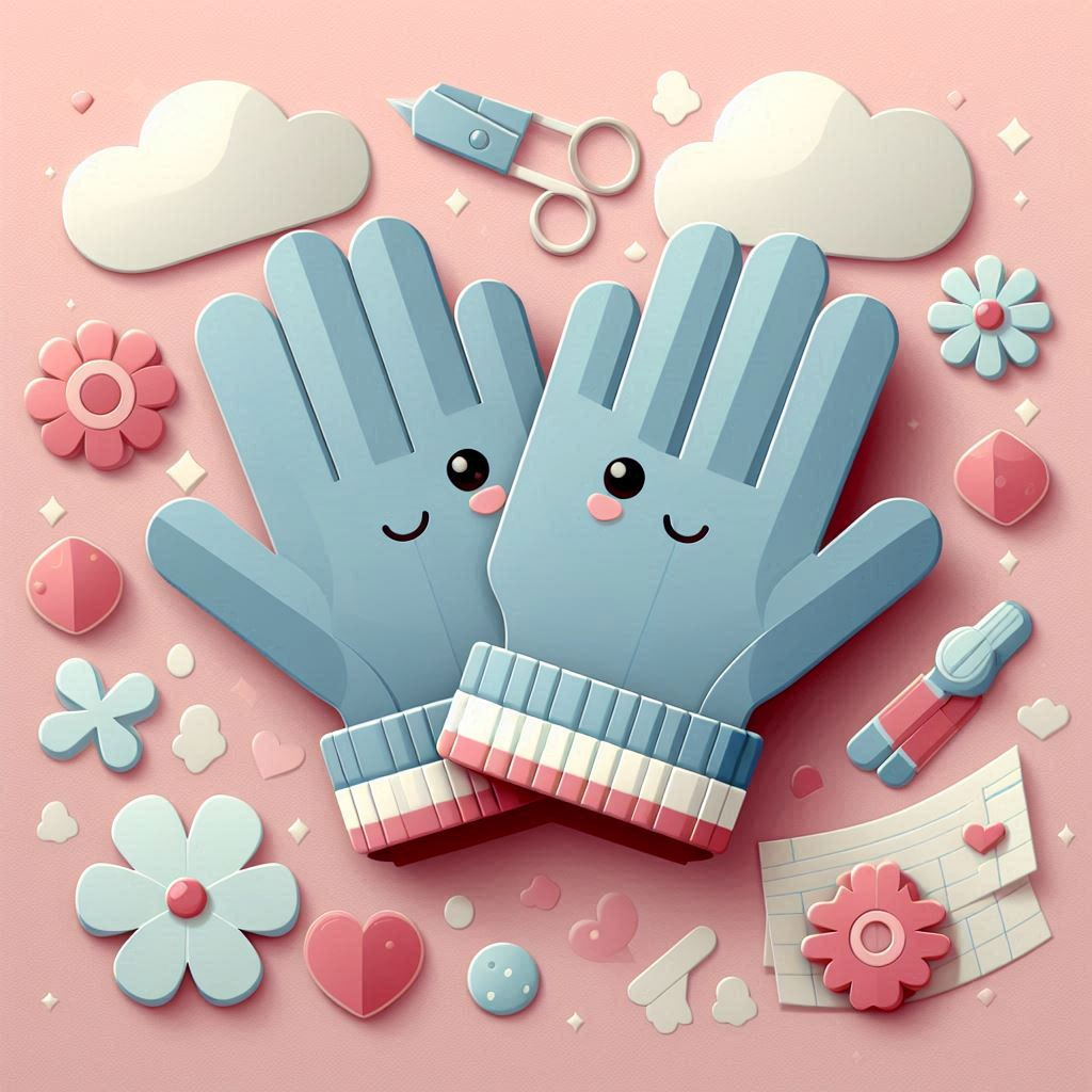 かわいい手袋のイラスト ペーパークラフト調.png
