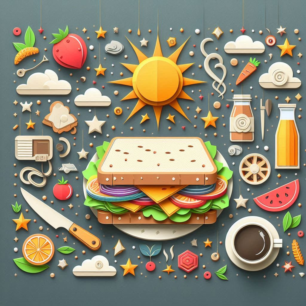 ペーパークラフト調のホットサンドを楽しむ日をイメージしたイラスト。文字はイラスト内には絶対描かないこと.png