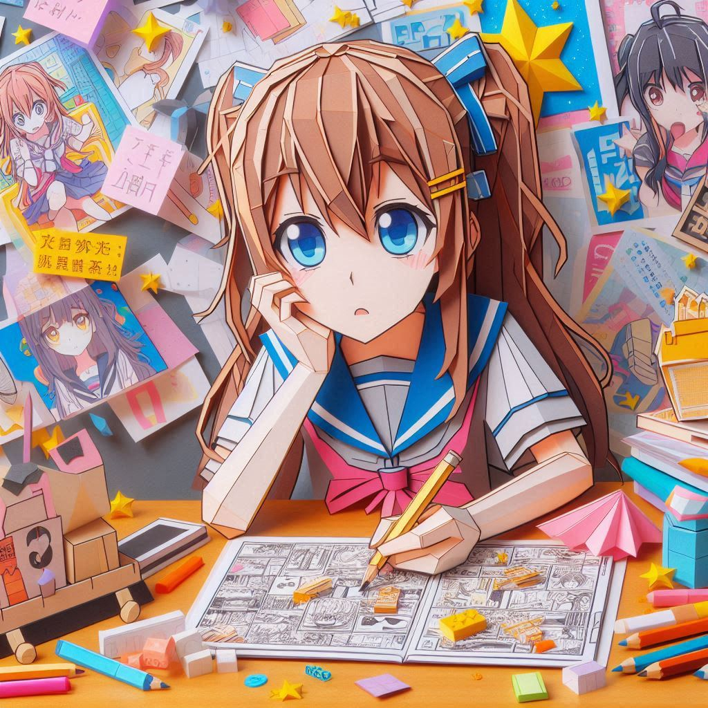 漫画週刊誌のイラストをペーパークラフト調で描く。文字はイラスト内には絶対描かないこと (1).png