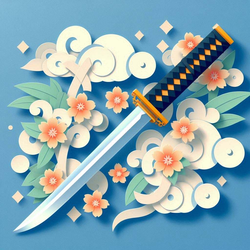 Paper-craft style illustration of a blade to celebrate 刃物の日.png