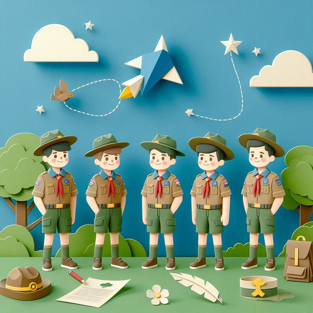 Boy Scouts Founding Day paper craft style illustration without text.png