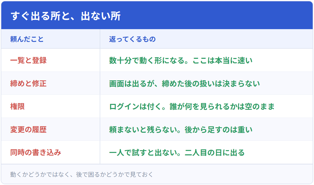 すぐ出る所と、出ない所