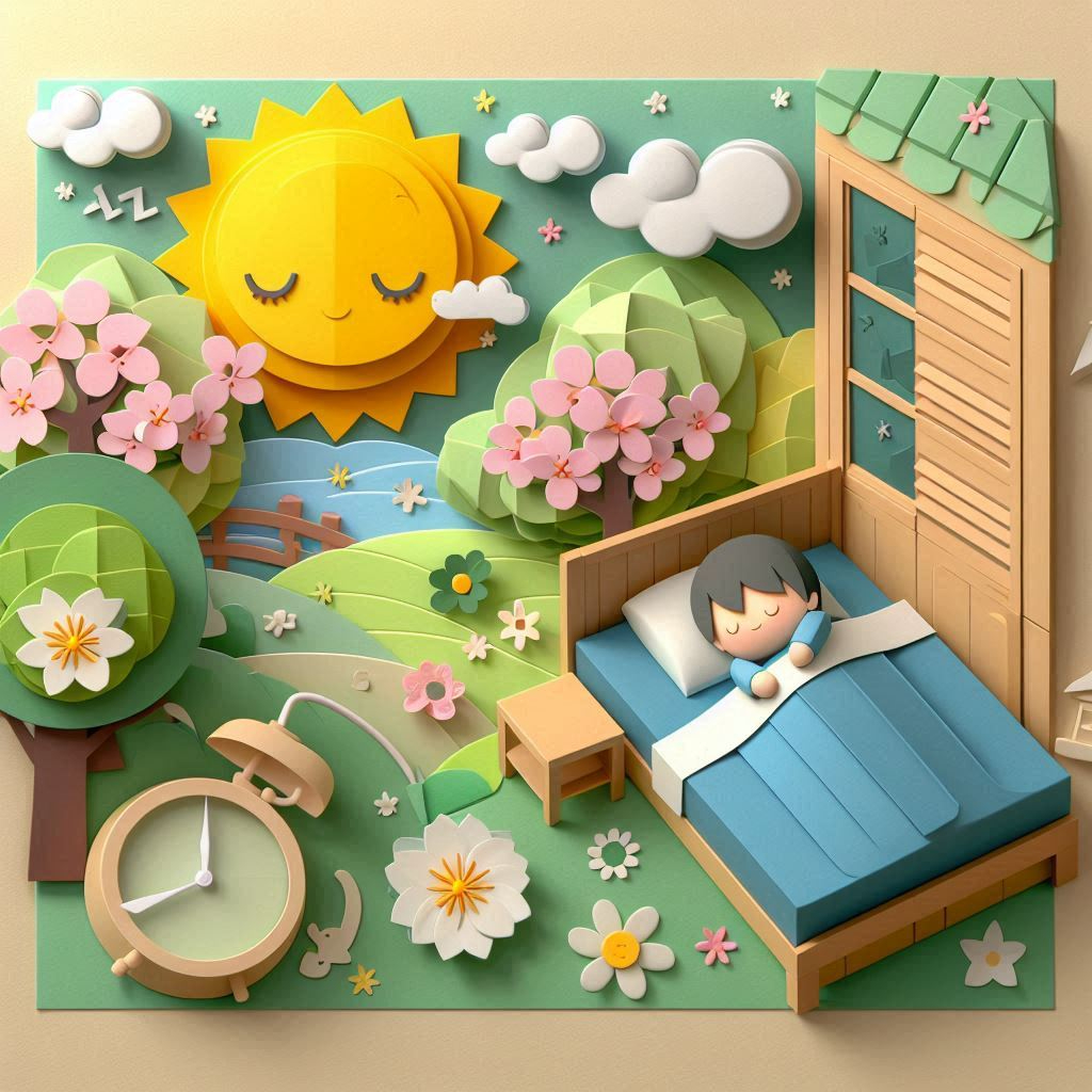 春の睡眠の日をイメージしたペーパークラフト調のイラスト (2).png