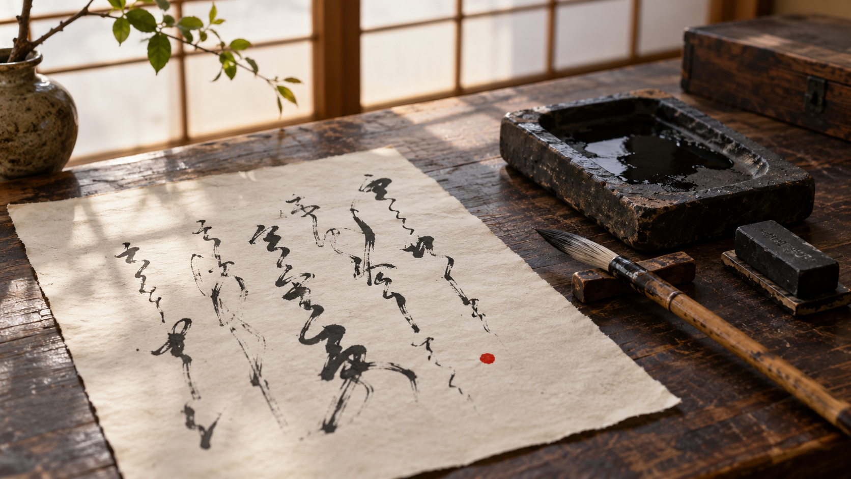静謐な書道机と墨の余韻.png