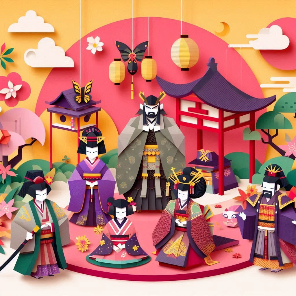 歌舞伎の日をイメージしたペーパークラフト調のイラスト (2).png