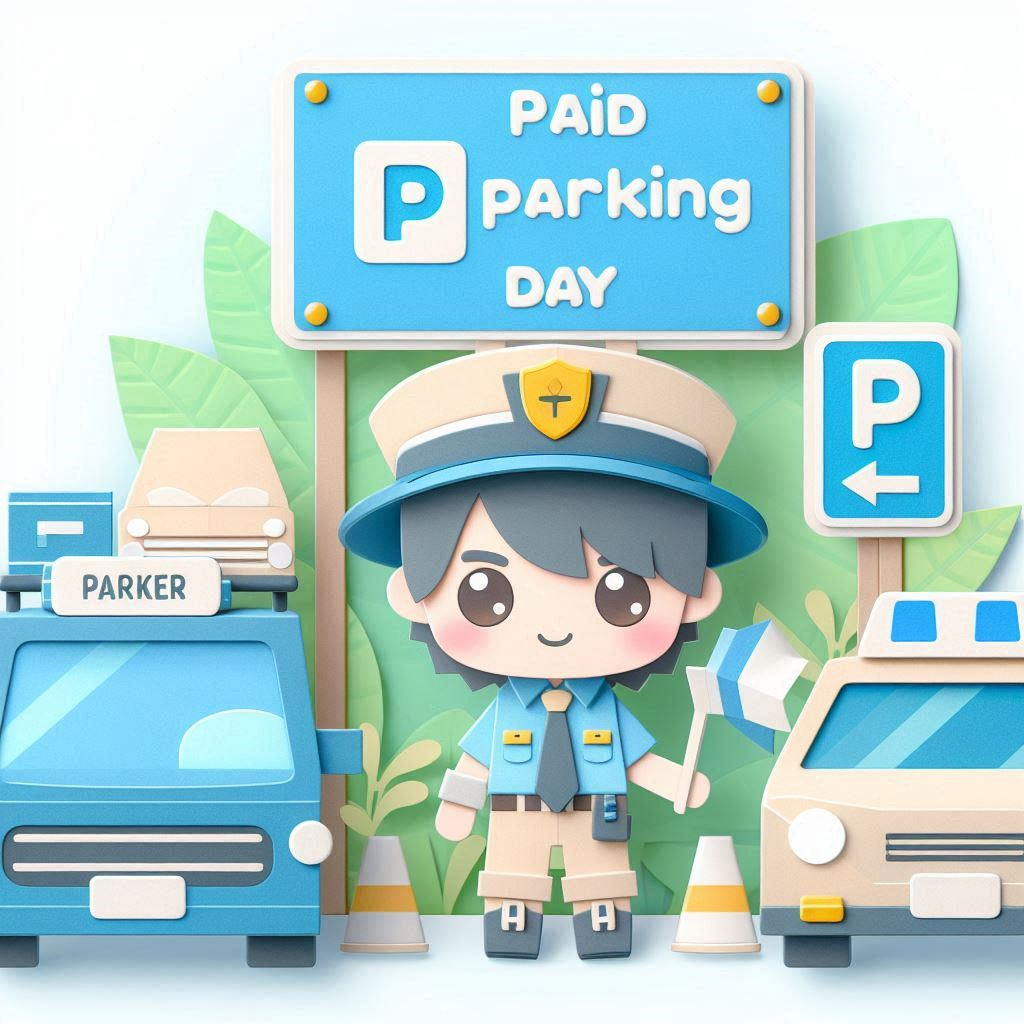 有料駐車場の日をイメージできるかわいいペーパークラフト調のイラスト。文字は含まない.png