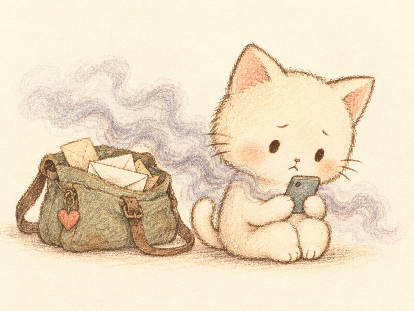 古い手紙を見つめる子猫-1.png