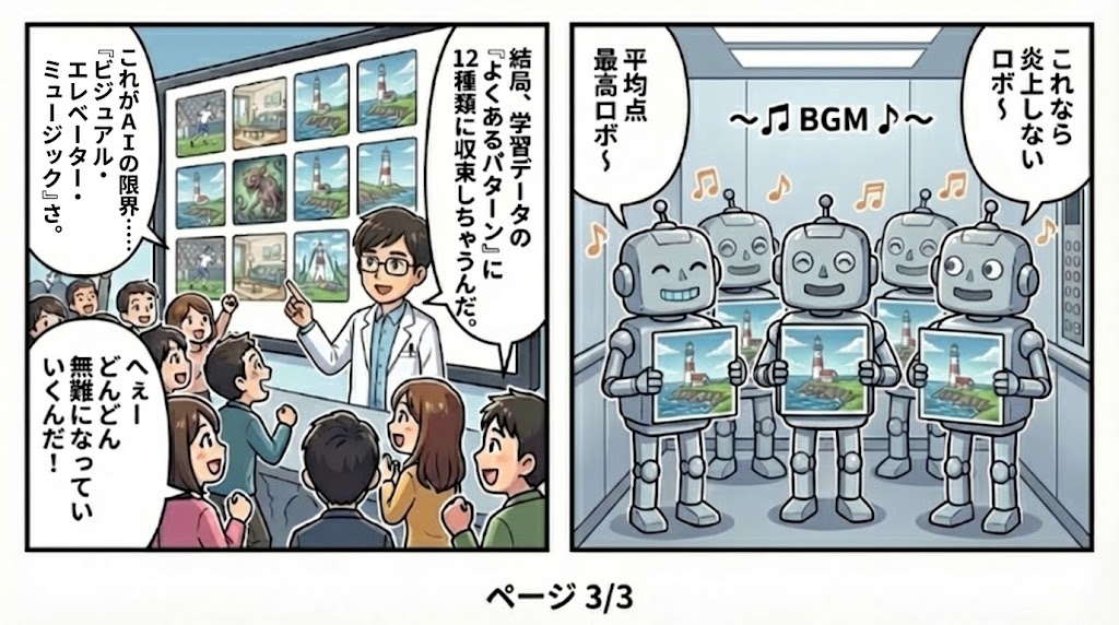 マンガ_混ぜるなキケン！？　画像生成AIを学習させ続けると最終的に12のパターンに収束してしまう！？03.jpg