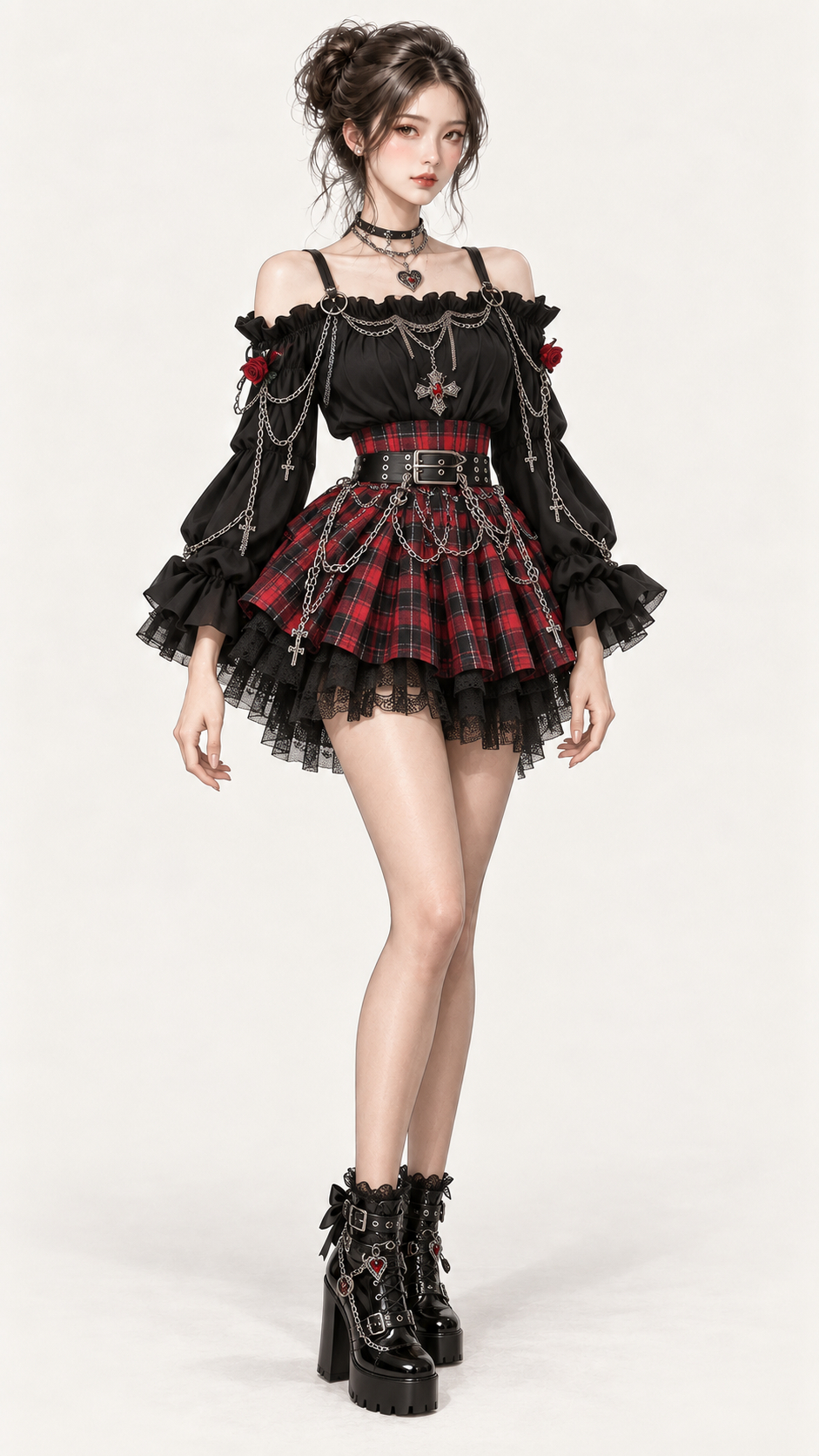 赤黒ゴシックパンクの全身ポートレート.png