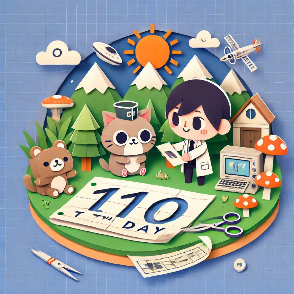 110番の日をイメージできるイラストをペーパークラフト調で描く.png