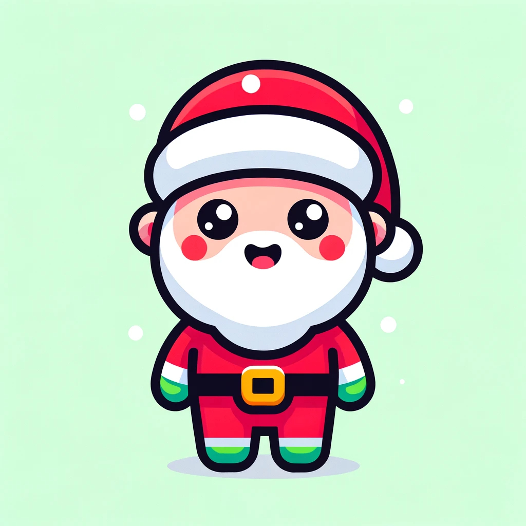 DALL·E 2023-11-16 11.33.23 - A flat and simple illustration of a cute, pop-style Santa Claus. This Santa has a minimalistic, cartoon-like design with less emphasis on 3D effects a.png