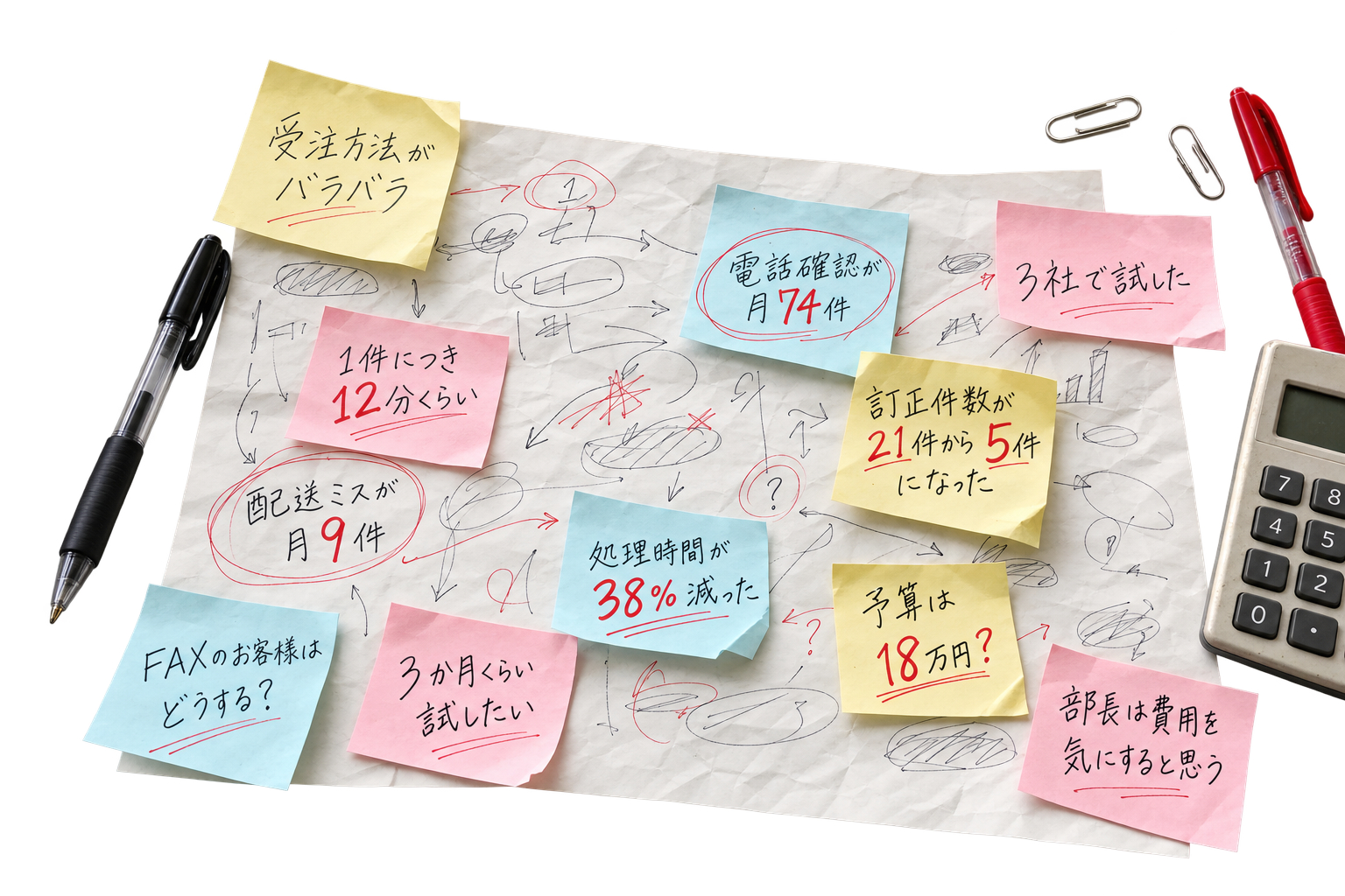パワポ前の散らかった業務メモ.png