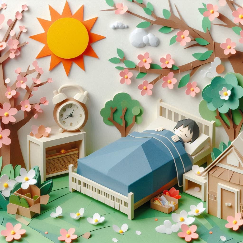 春の睡眠の日をイメージしたペーパークラフト調のイラスト (1).png