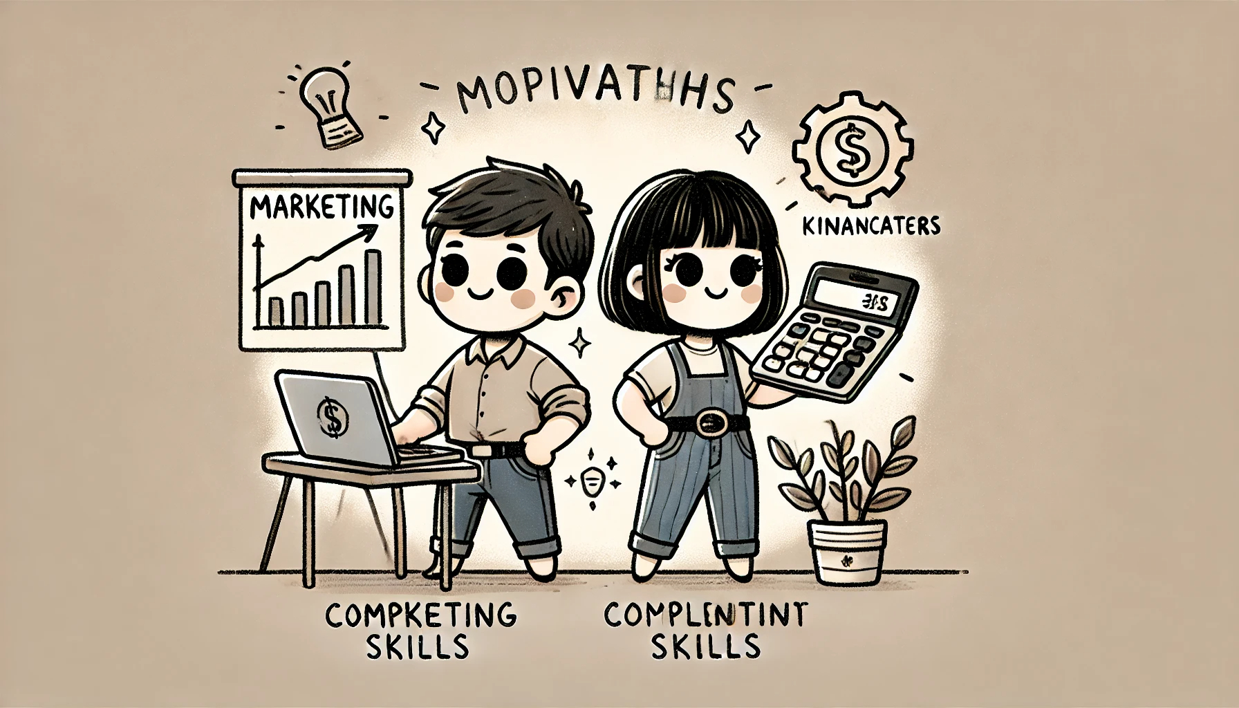 DALL·E 2024-12-27 13.38.01 - A cute cartoon illustration with a 2_1 aspect ratio, featuring a simple background in a minimalistic style. The scene shows two individuals working to.jpeg