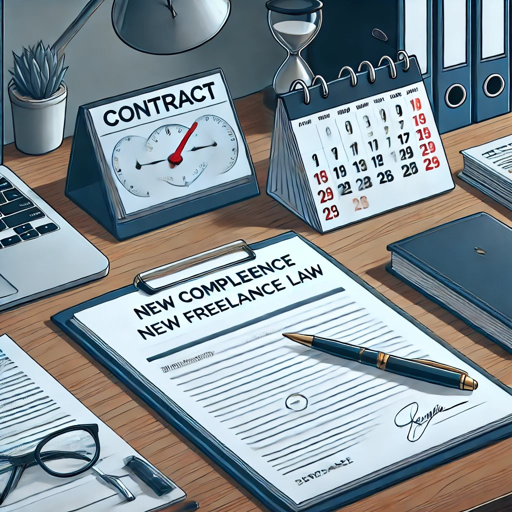 DALL·E 2024-10-21 15.32.13 - An illustration of a business desk with a stack of contract documents, a pen, and a calendar showing a deadline, symbolizing the importance of timely .jpeg