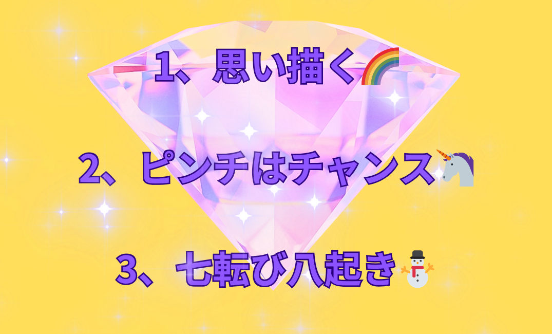 1、継続は力なり💎 2、ピンチはチャンス🦄 3、楽しんじゃう👯‍♀️_png.png