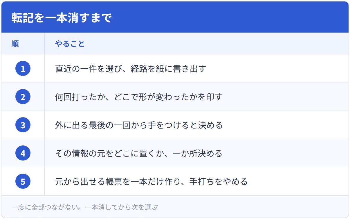 転記を一本消すまで