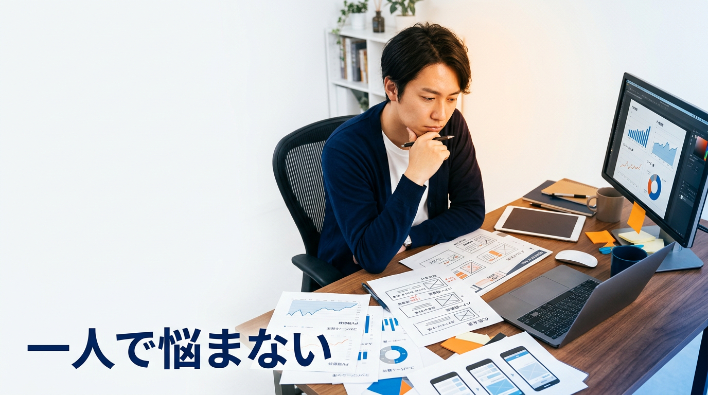 Firefly_Gemini Flash_■見出し：【全てを一人でこなすのは大変と感じていませんか】_プロンプト：Horizontal image, aspect ratio 16-9. Friendly, su 412371.png