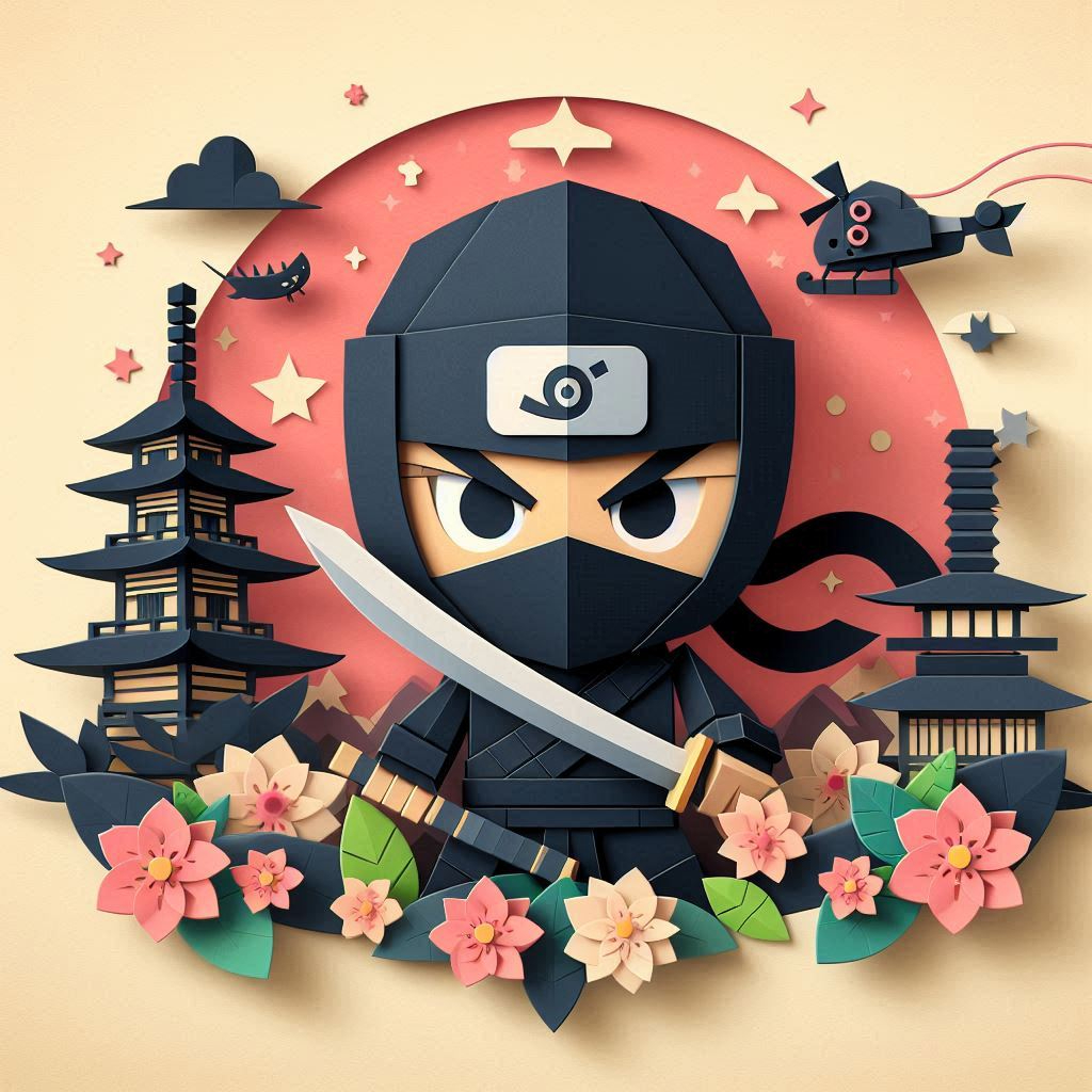 忍者の日をイメージしたペーパークラフト調のイラスト (2).png
