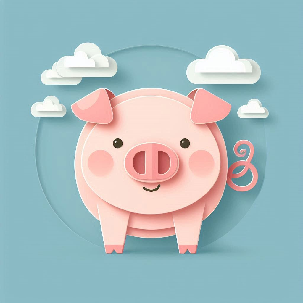 かわいいブタのイラスト ペーパークラフト調 (1).png