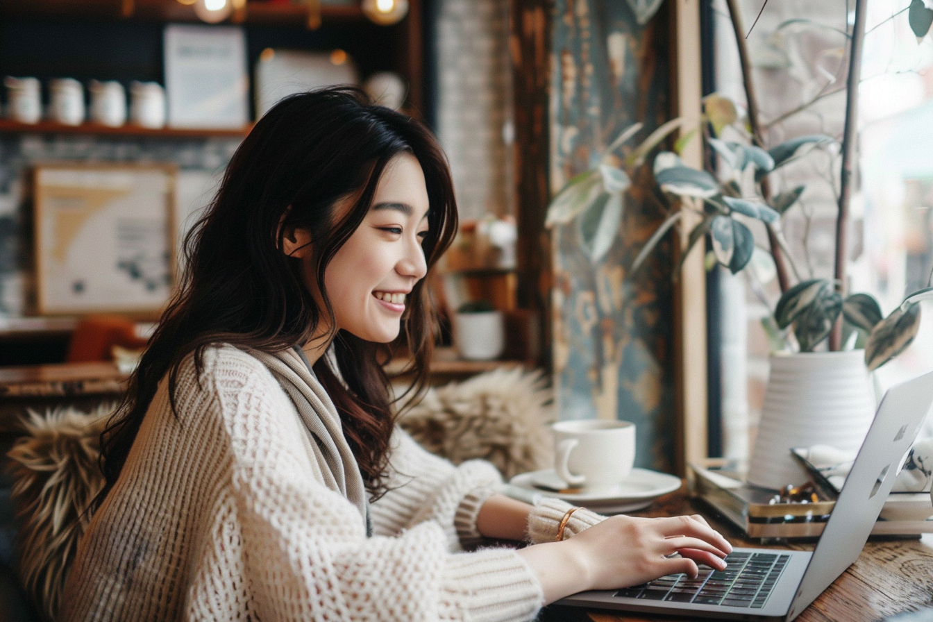 u8416833168_A_20s_Japanese_mom_sitting_at_a_cozy_cafe_typing__dfd8abfd-34a4-4b66-907c-cdbdaa9726f0_1.png