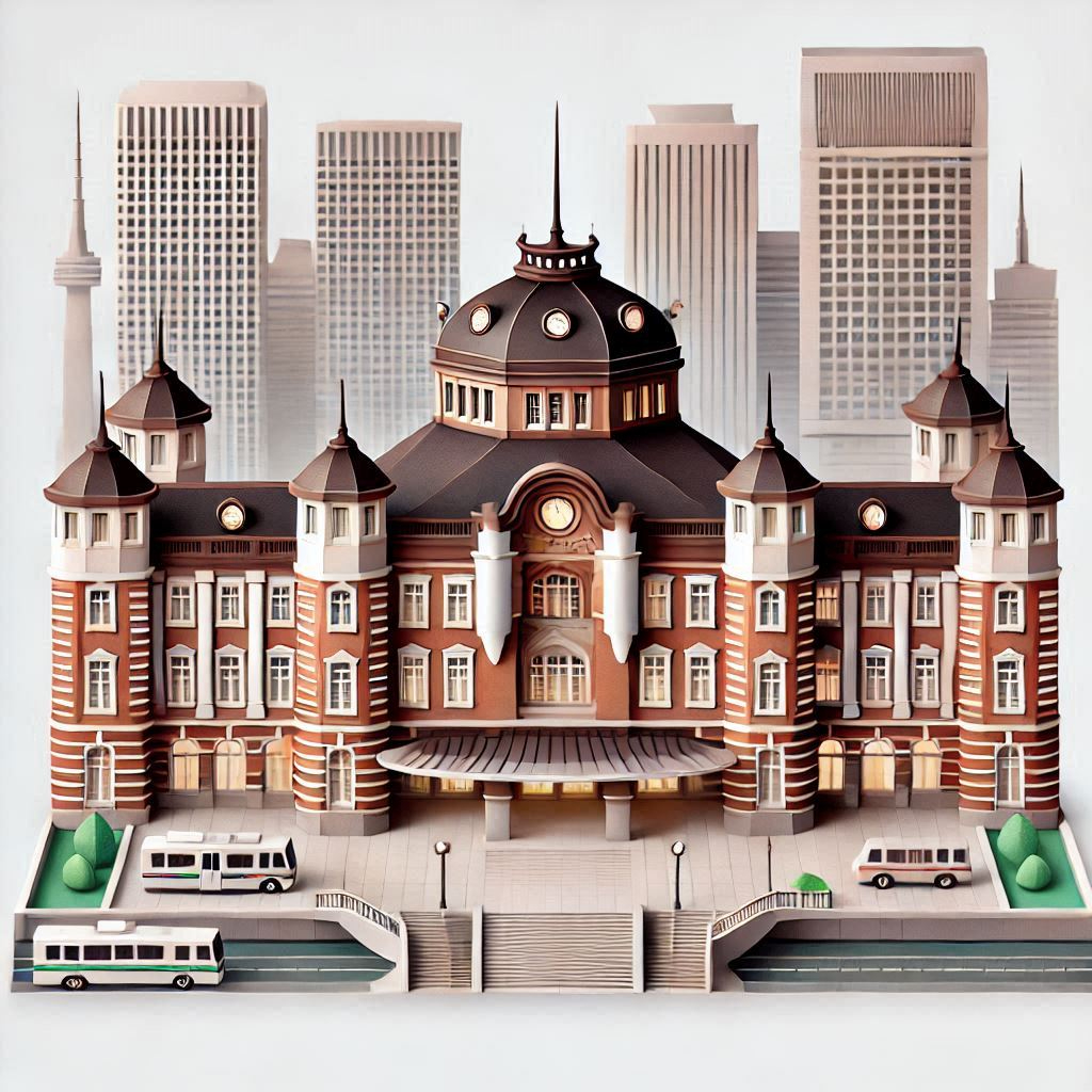 東京駅のイラスト ペーパークラフト調 (1).png