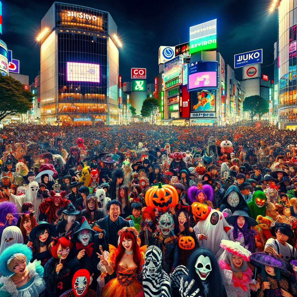 DALL·E 2024-03-07 10.05.29 - An energetic and crowded Halloween scene in Shibuya, Tokyo, where throngs of people dressed in elaborate costumes flood the streets. The iconic Shibuy.png