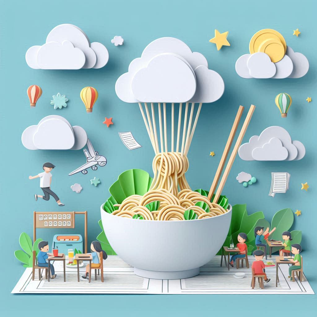 麺の日をイメージできるイラストをペーパークラフト調で描いて。文字はイラストの中には絶対描かないこと.png