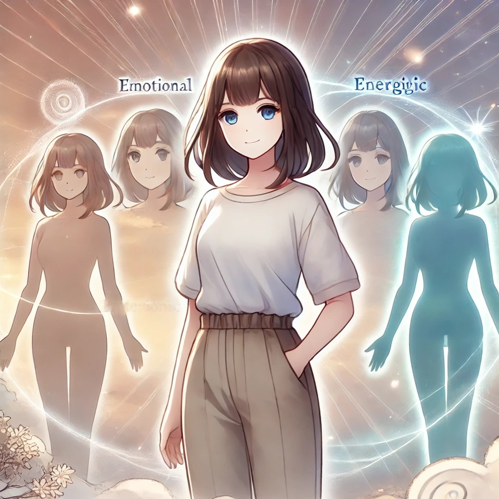 DALL·E 2025-03-08 12.33.11 - An anime-style illustration of a young woman standing confidently in a peaceful environment, symbolizing emotional and energetic balance. She is surro.jpg