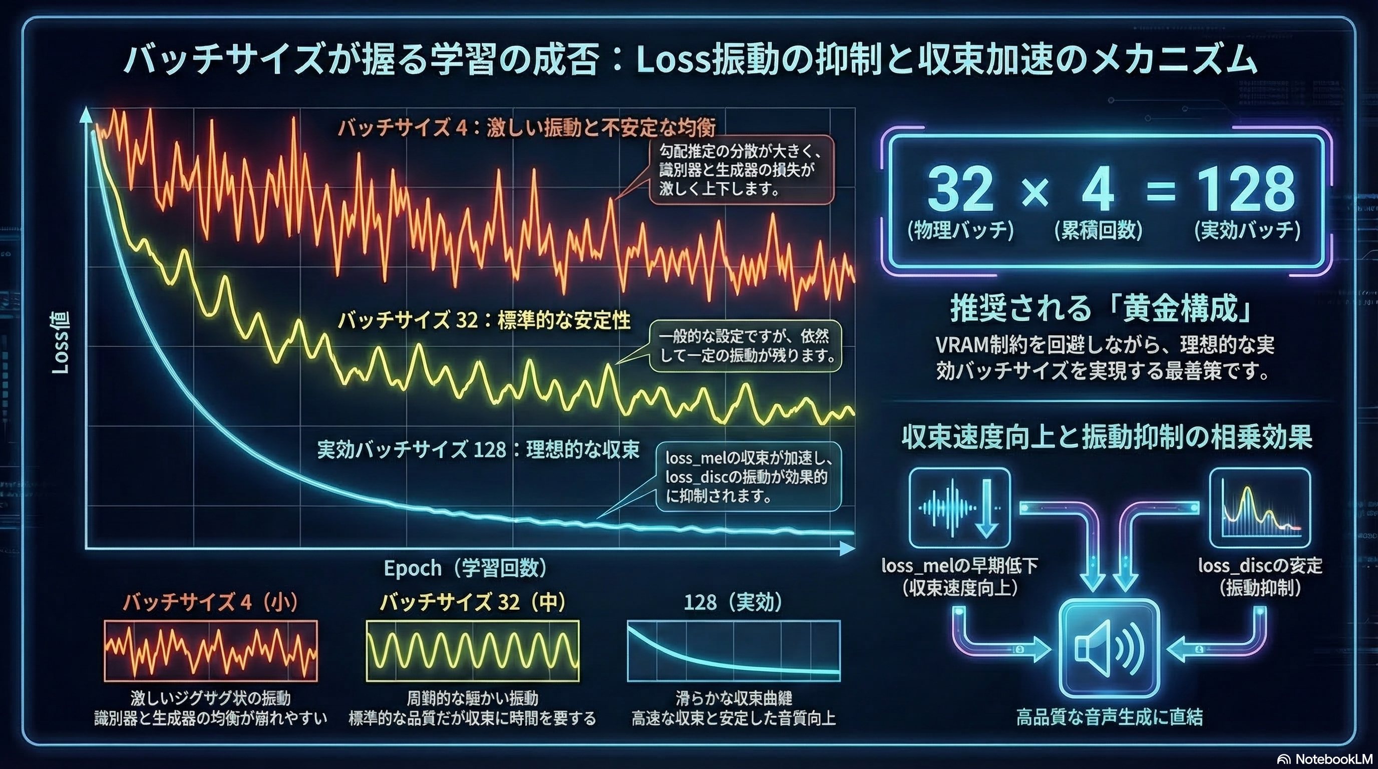 画像⑤：バッチサイズとloss振動の関係グラフ（バッチサイズ432128比較の概念図）.png