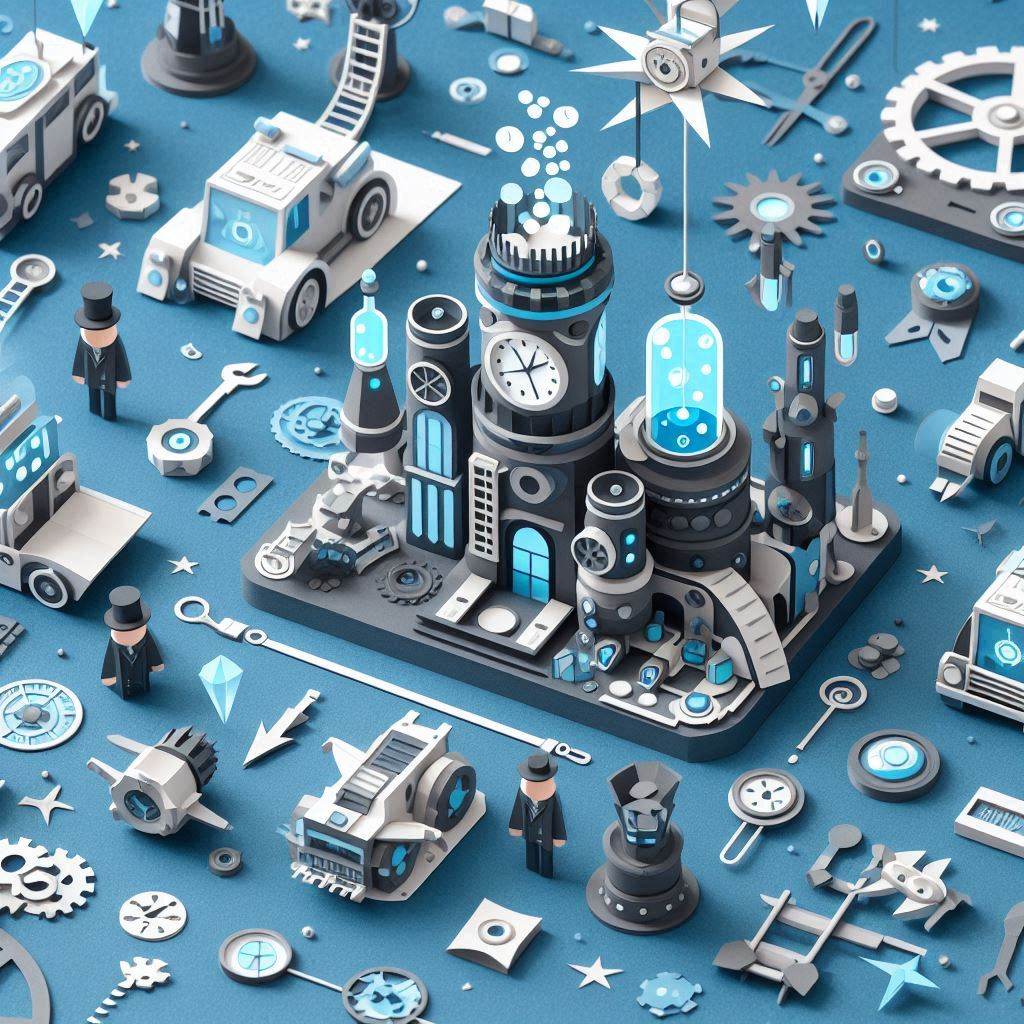 Create an illustration in a papercraft style to celebrate Mini Day. The illustration should feature small, intricate elements that represent miniatures, without including any text. (2).png