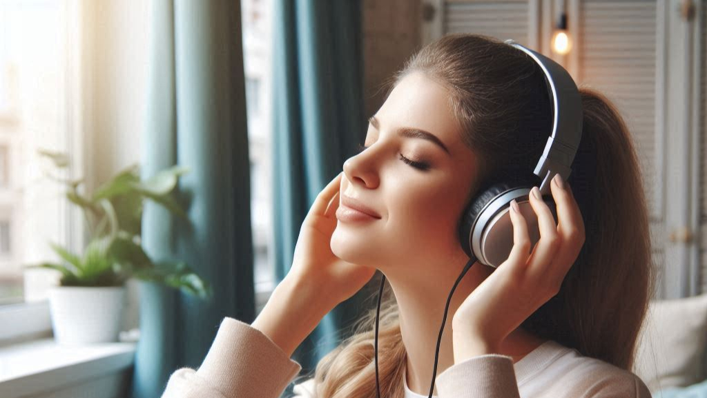 A white woman enjoying music with headphones2.png