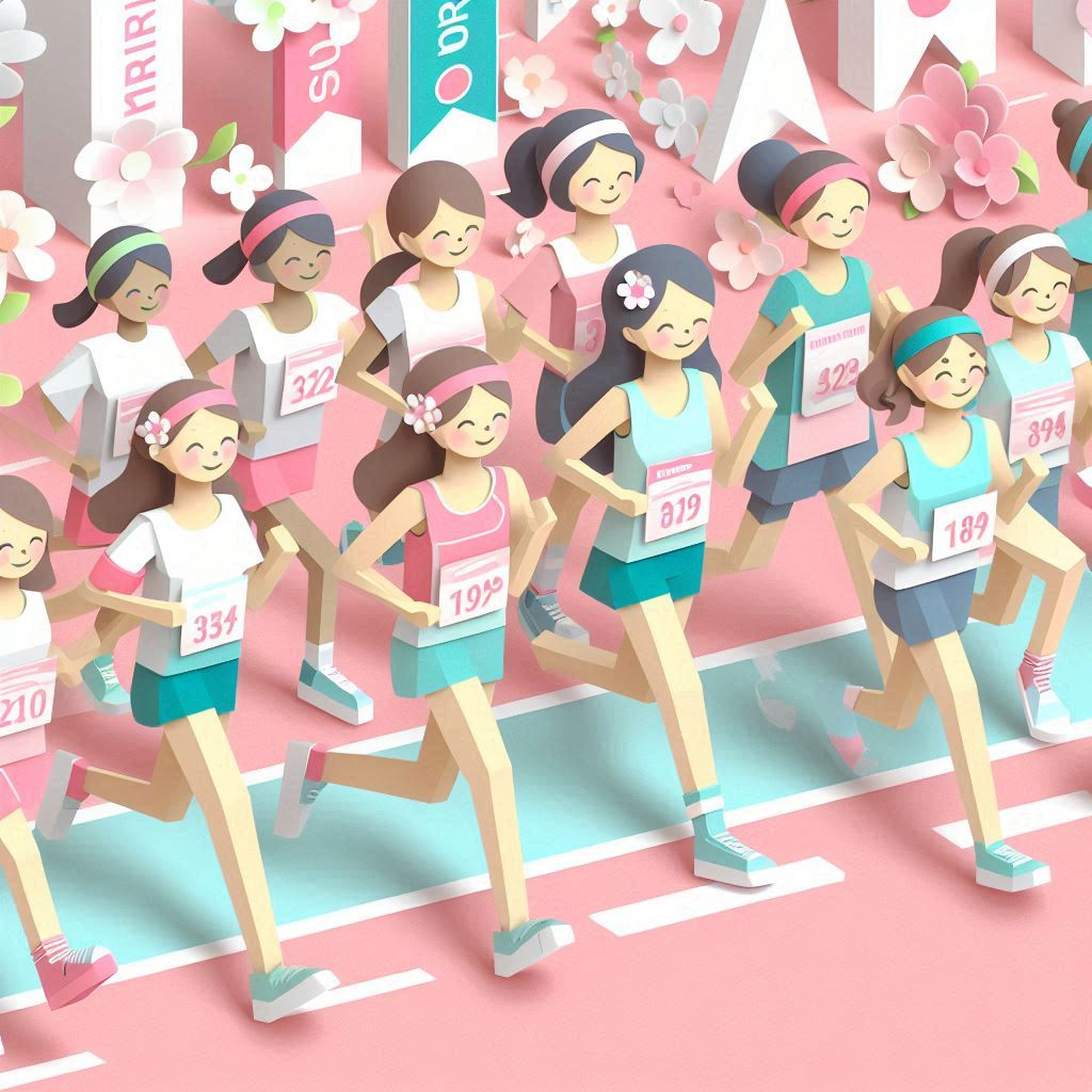 女子マラソンの日をイメージしたペーパークラフト風のイラスト (2).png