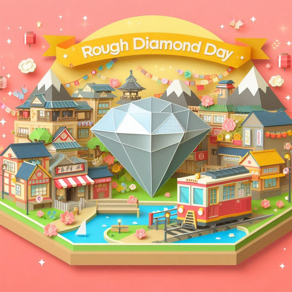 ダイヤモンド原石の日をイメージしたペーパークラフト風のイラスト.png
