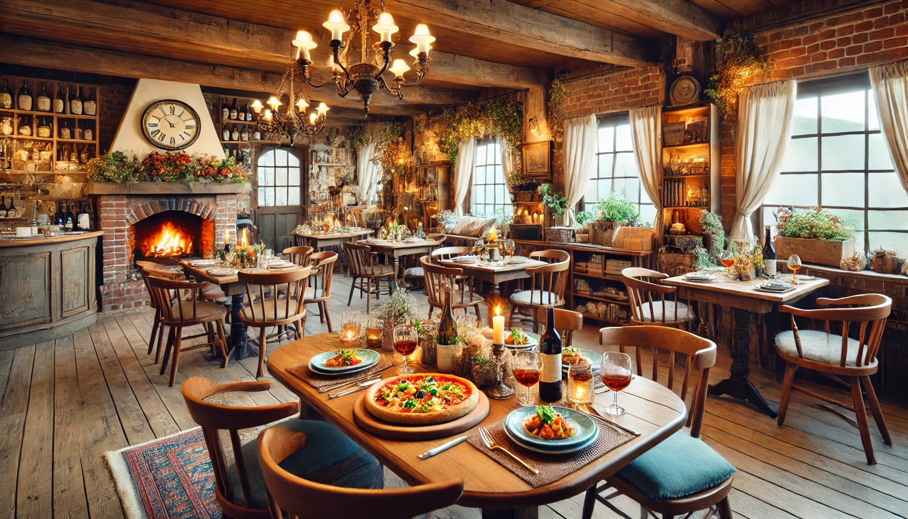 DALL·E 2024-06-26 00.00.20 - A high-quality image of an Italian restaurant named '新潟イタリアン トラットリア ソーレ' in Niigata, showcasing a cozy and inviting interior with rustic decor, a beau.jpeg