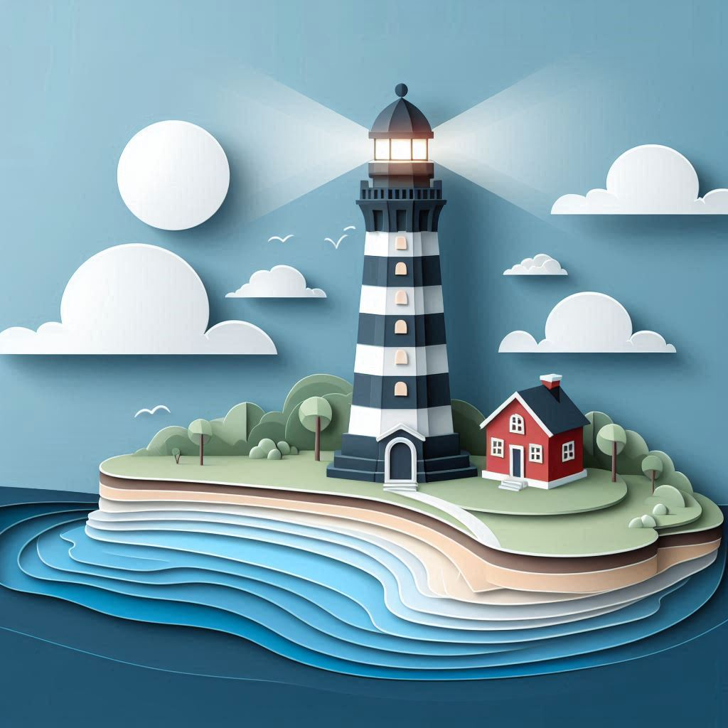 灯台のイラスト ペーパークラフト調 (2).png