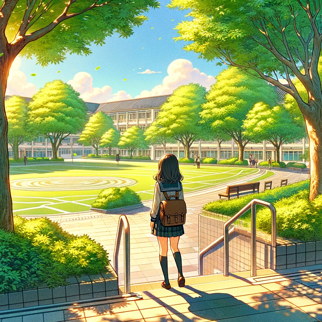 DALL·E 2023-11-06 14.05.22 - In the style of the first generated image, create a color illustration with a shoujo manga touch, featuring a high school sophomore girl as a small fi.png