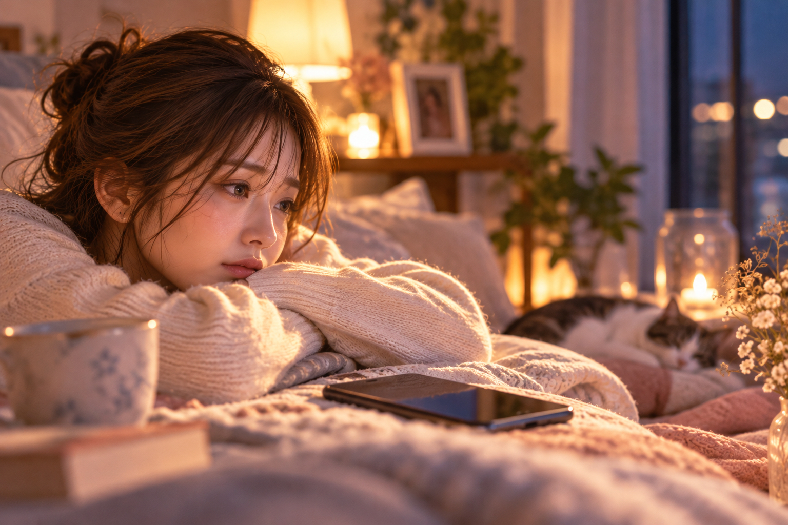 夜の部屋で物思う女性.png