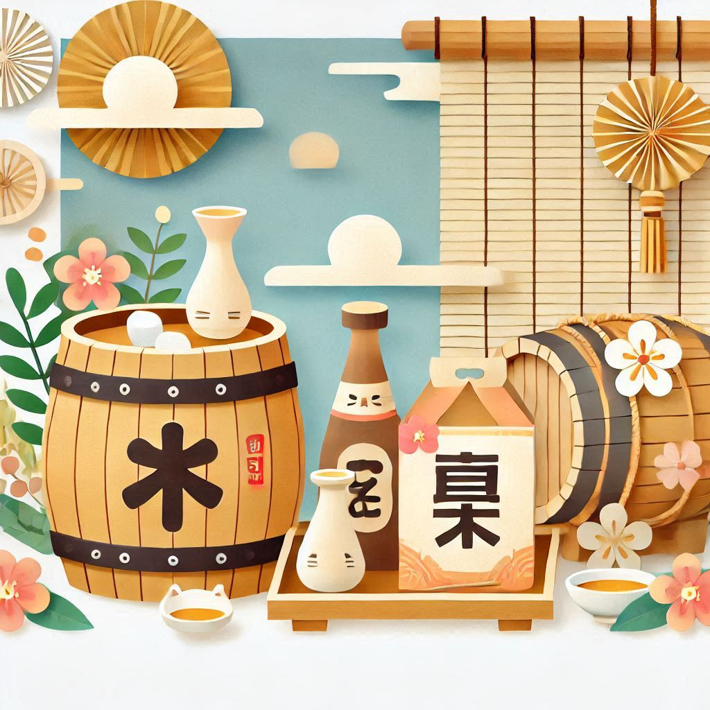 樽酒の日をイメージできるイラスト ペーパークラフト調.png
