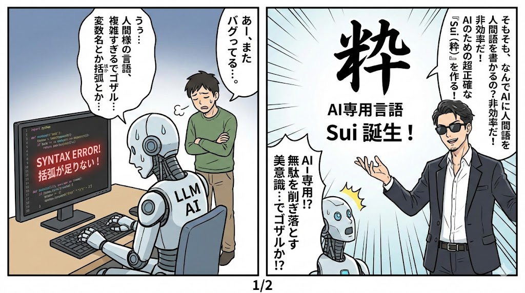マンガ_AI専用言語「Sui」誕生！　近い将来AIは謎のコトバで話しはじめる？01.jpg