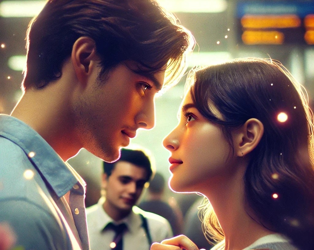 DALL·E 2025-05-15 04.04.44 - A romantic and emotional moment where a woman is experiencing love at first sight, but the person she sees is not visible in the frame. She is standin.jpg