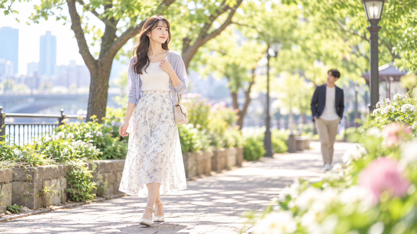 春の川辺を歩くふたり.png